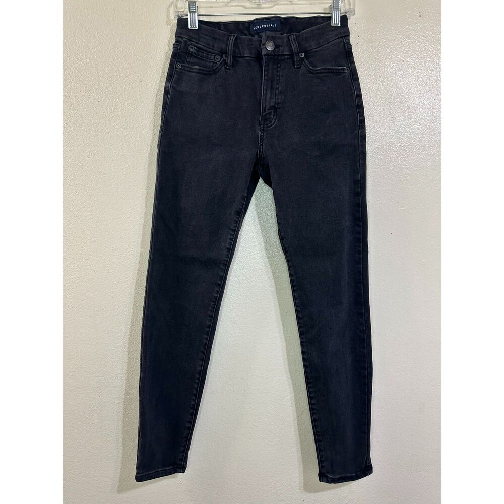 Aeropostale Women's Classic High Rise Curvy Jeggings Size 4 Black Denim